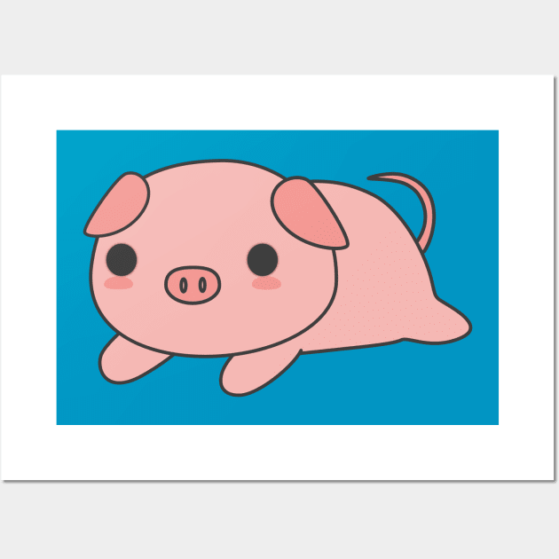 Cute Pig T-Shirt Wall Art by happinessinatee